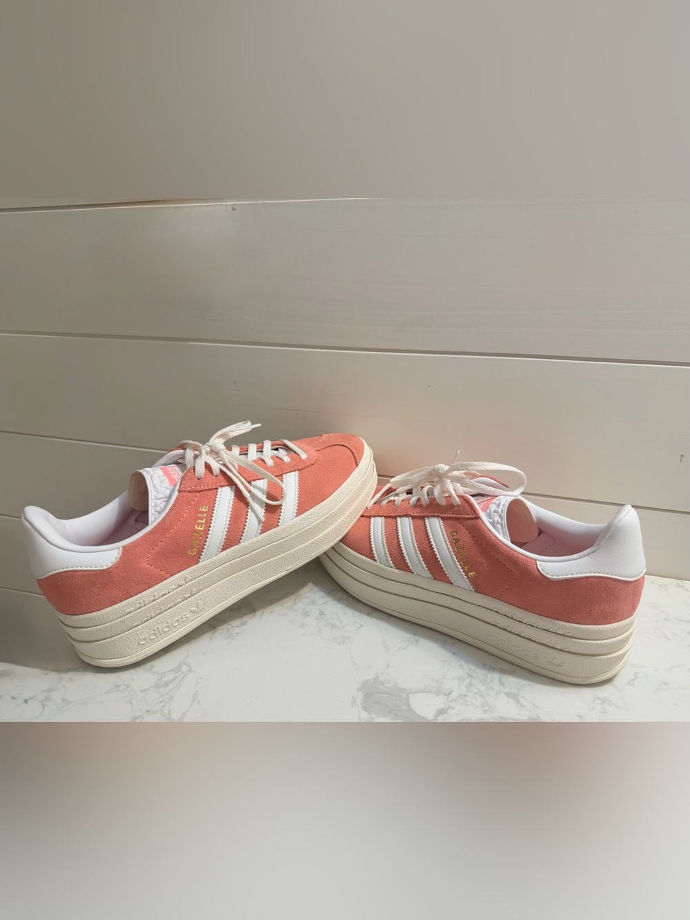 Adidas Gazelle Bold Platform Sneakers Pink Super Pop White Womens 7.5